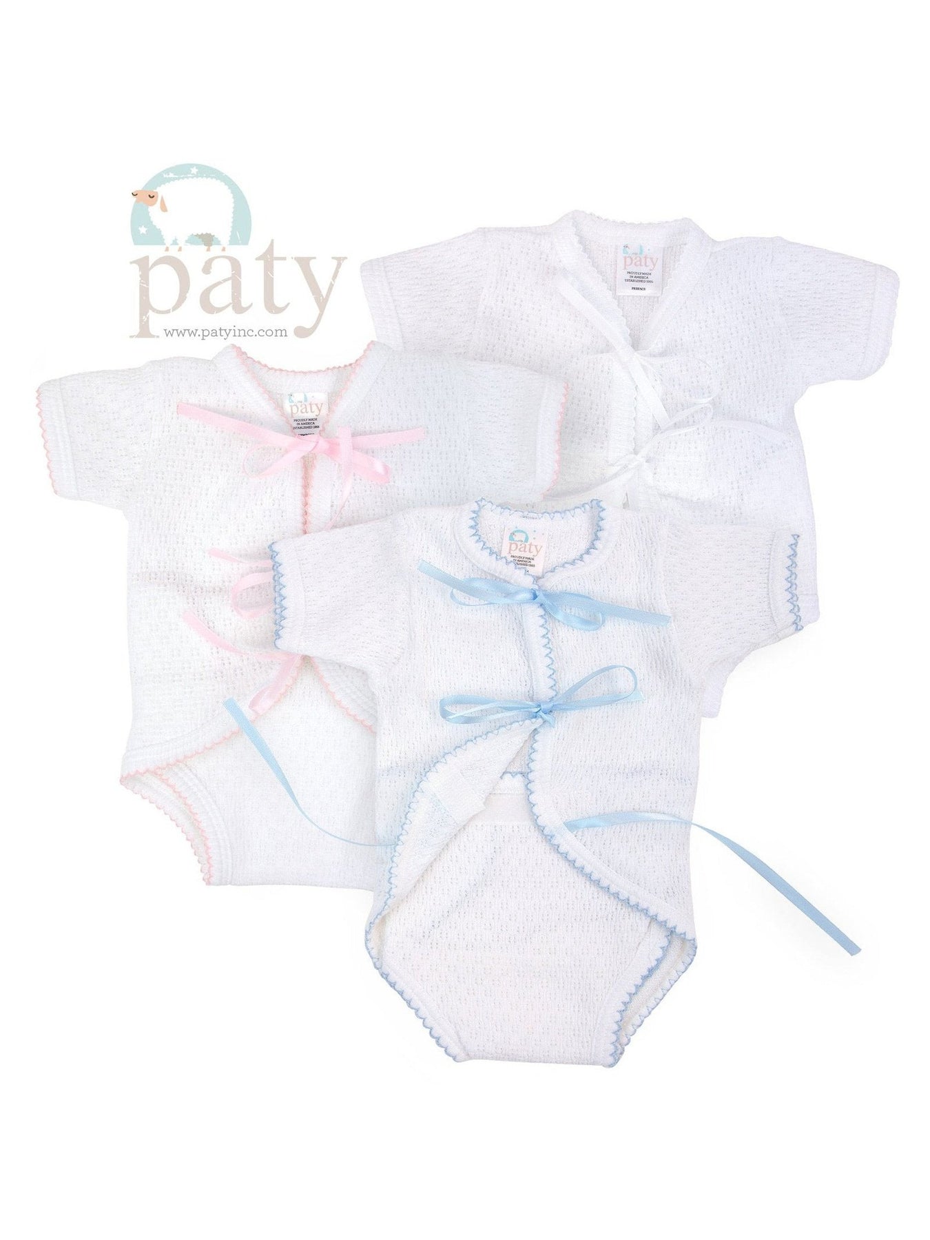 Pink Paty Knit, Ribbon Tie Onesie
