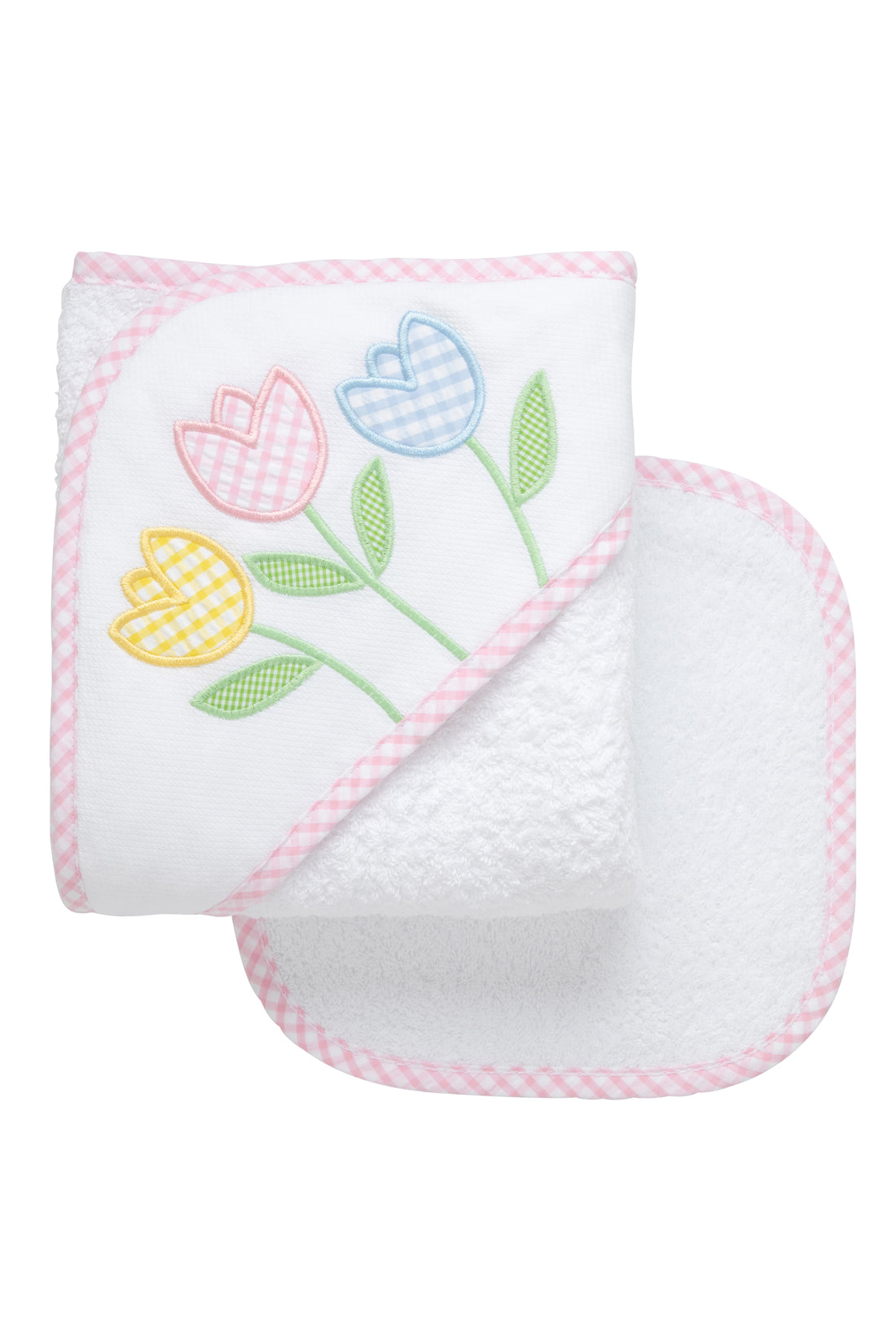 Tulip Applique Hooded Towel & Washcloth Set