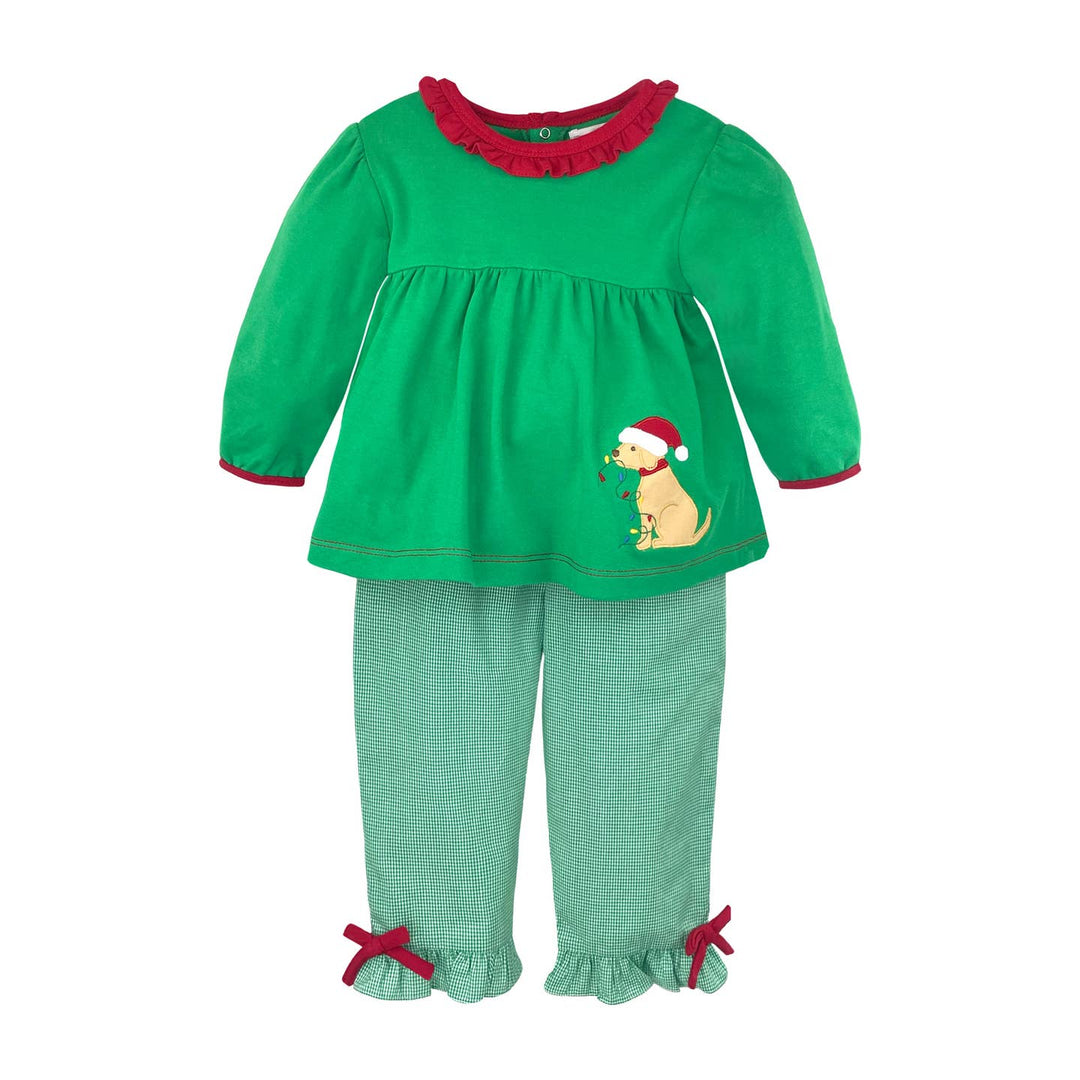 Girl Christmas Dog Top & Pant Set