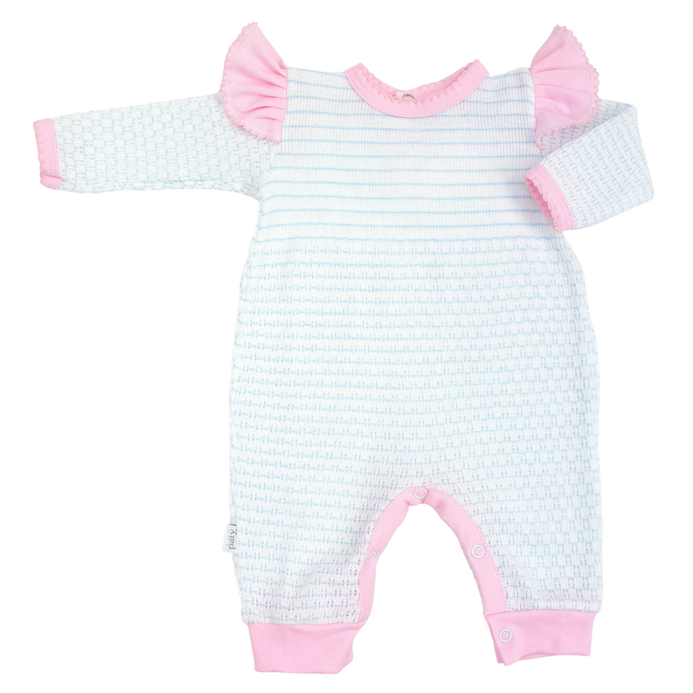 Knit, Angel Sleeve Romper with Pima Trim