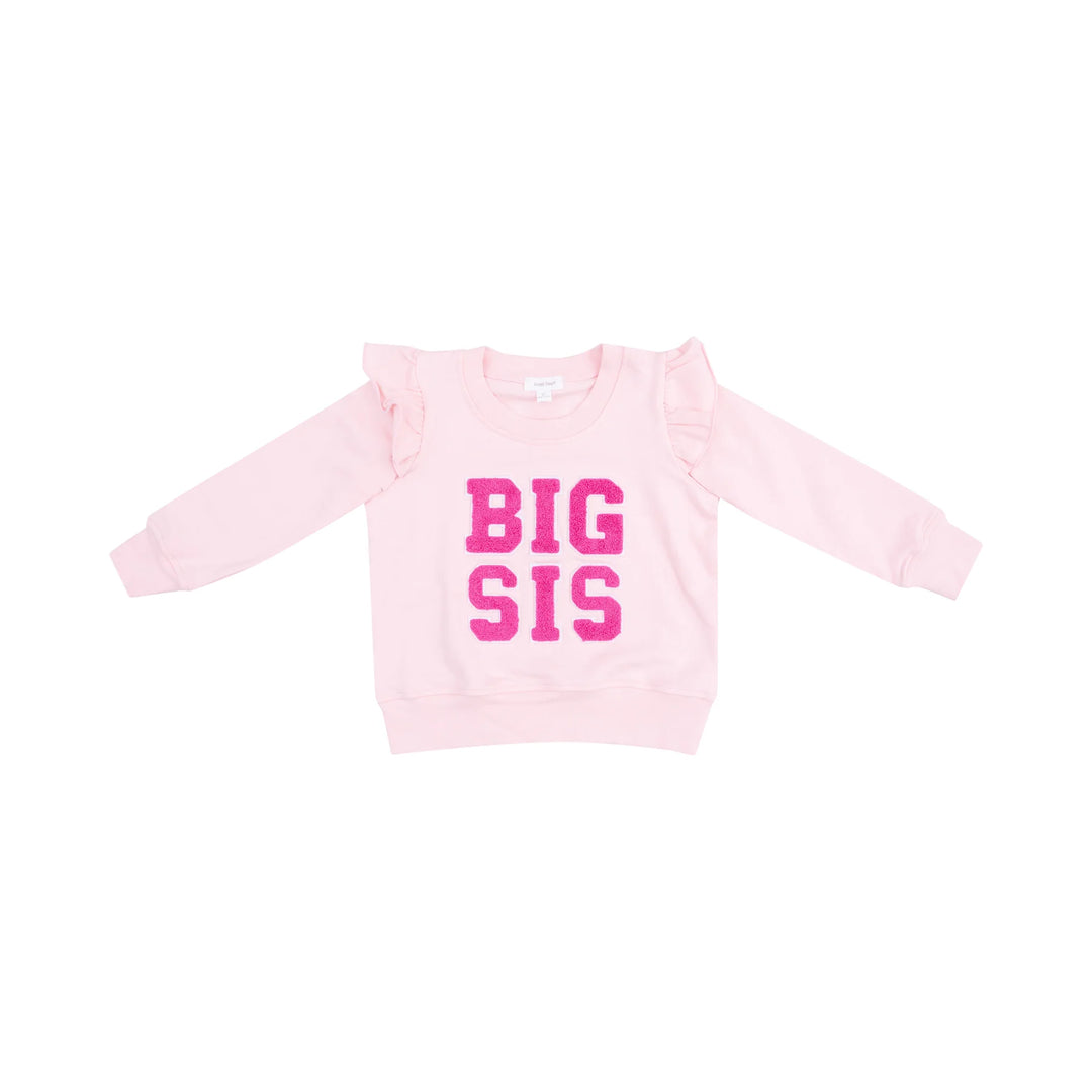 Sibling Big Sis Ruffle Sweatshirt- Pink
