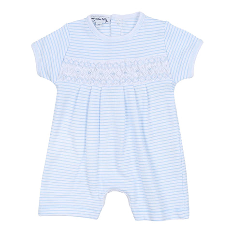 Katie and Kyle Smocked Short Playsuit- Lt. Blue