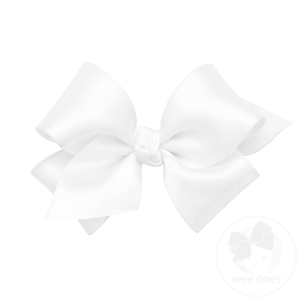 Small French Satin Bow White