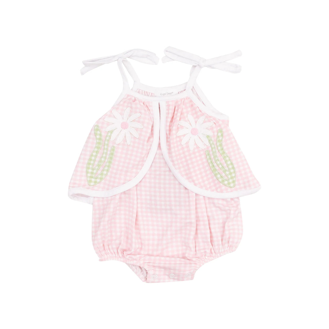 Mini Gingham Swing Front Sunsuit w/ Applique