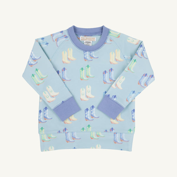 Cute to Boot Cassidy Comfy Crewneck - (Buckhead Blue) with Park City Periwinkle