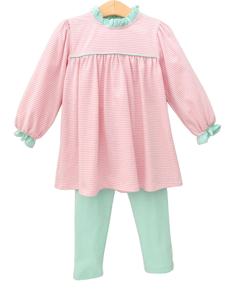 Annie Pant Set - Light Pink Stripe