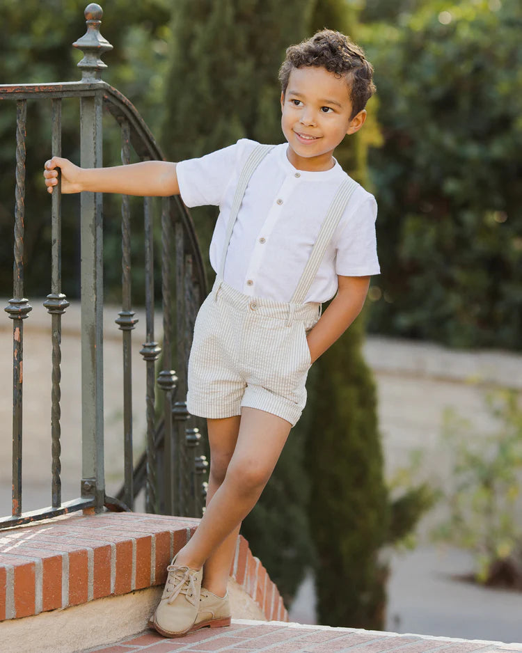 Suspender Shorts - Sage Stripe