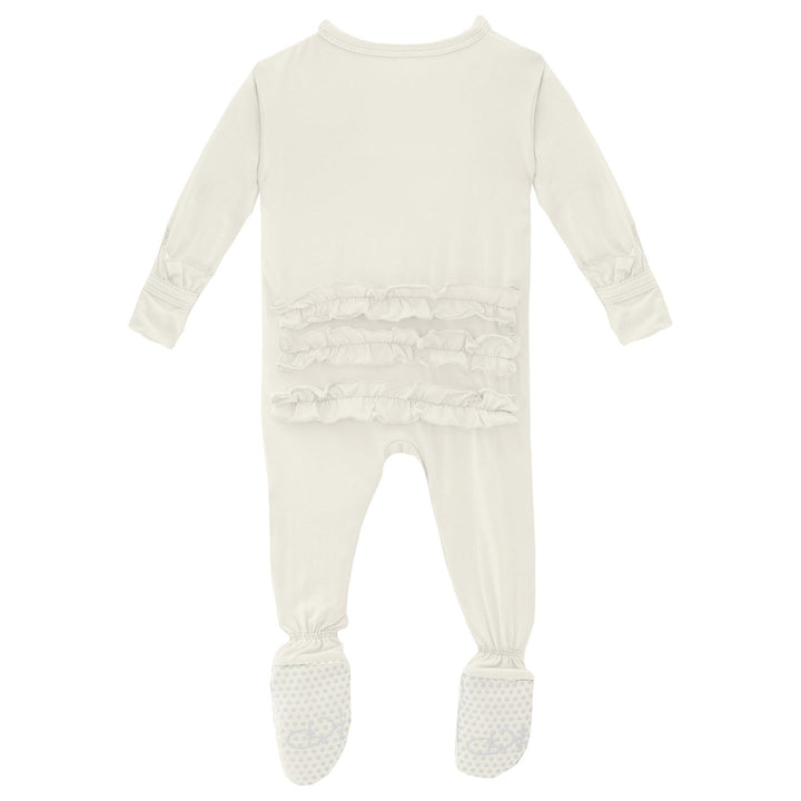Muffin Ruffle Footie with 2 Way Zipper in Natural