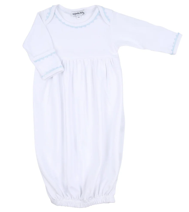 Gown w/ Blue Crochet Trim