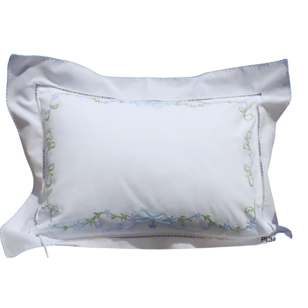 Blue Floral Bow Pillow