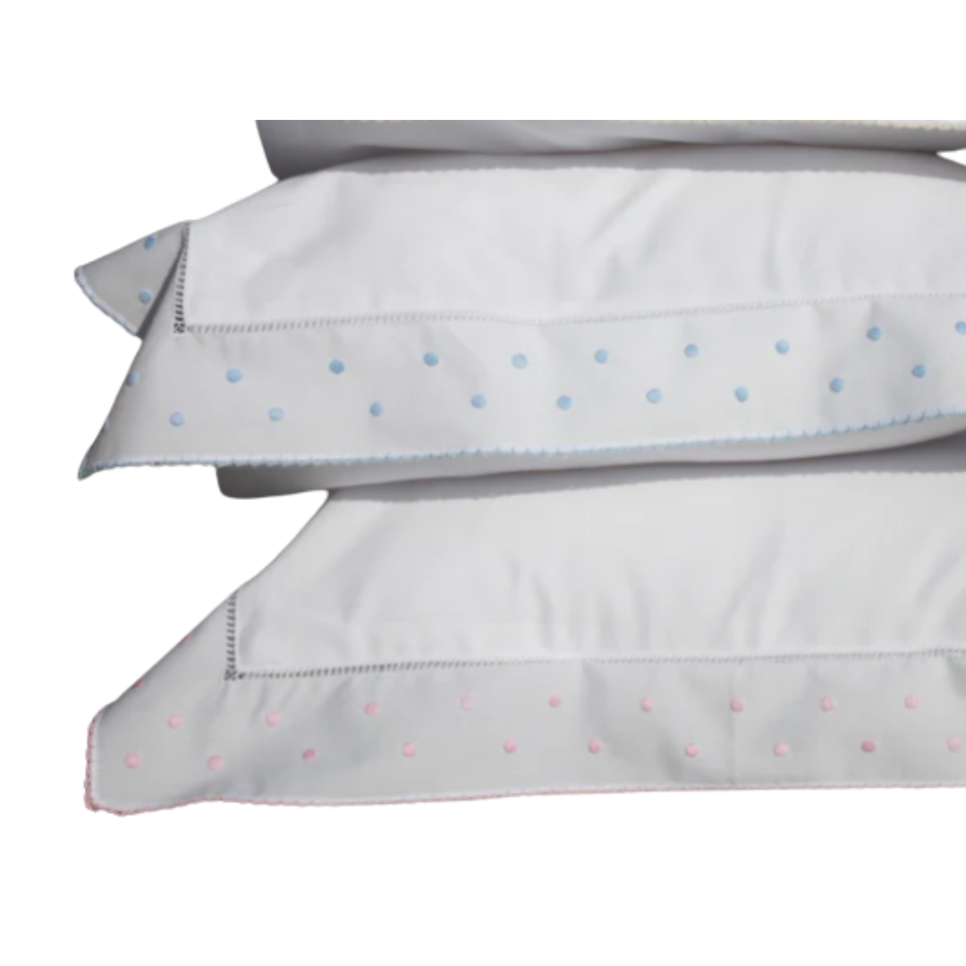 Blue Polka Picot Pillow