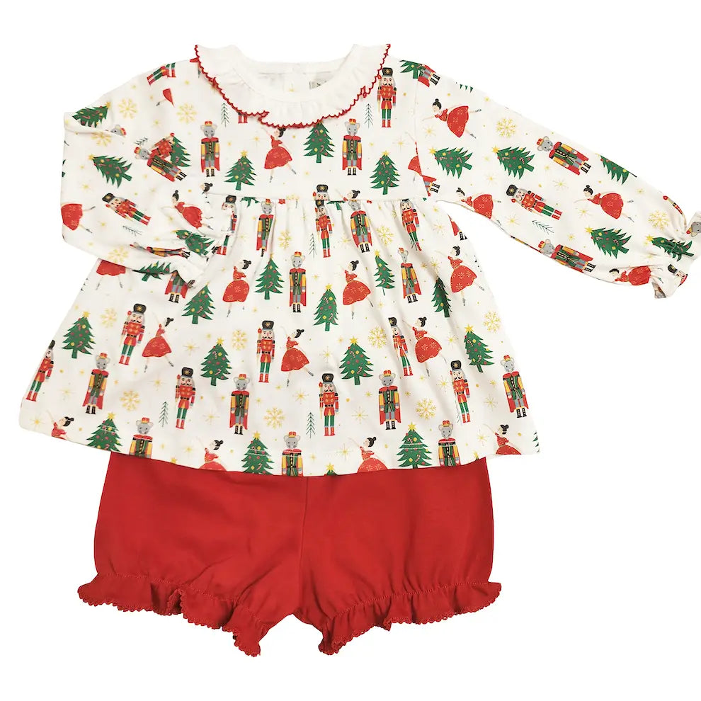 Christmas Nutcracker Print Baby Girl's Diaper Set