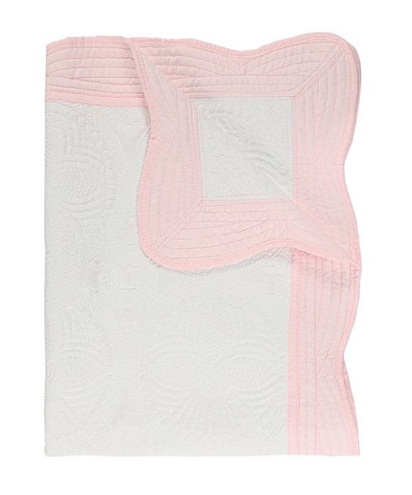 Heirloom Quilt - White with Pink Trim