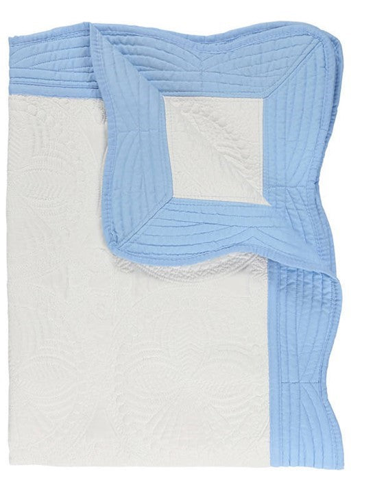Heirloom Quilt - White with Blue Trim