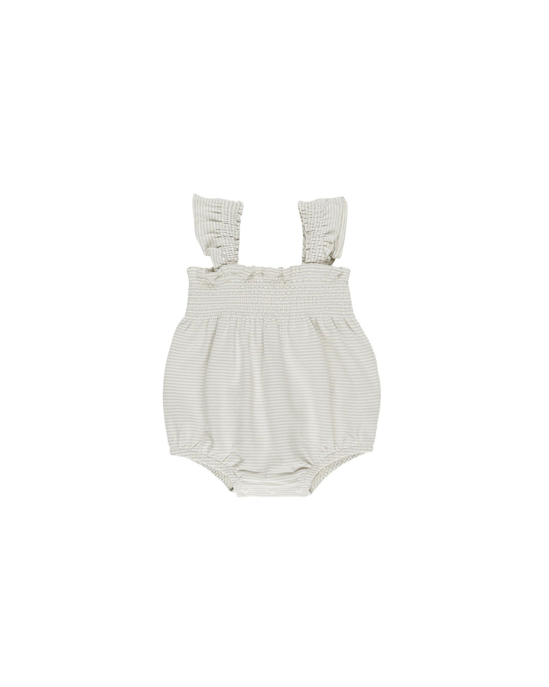 Smock Ruffle Sleeve Romper - Sky Micro Stripe