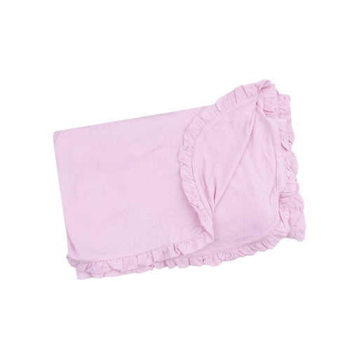 Solid Nosegay Pink Ruffle Receiving Blanket