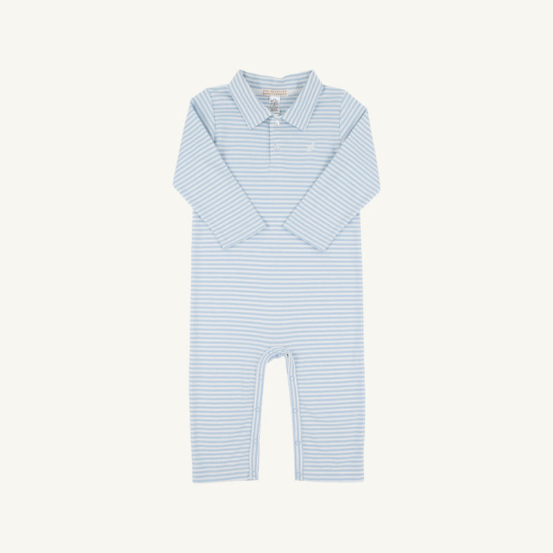 Beale Street Blue Stripe/Worth Ave White LS Sir Proper`s Romper