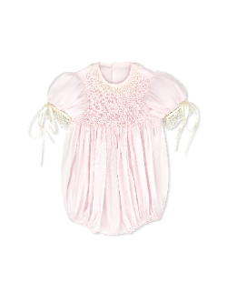 Margaret Bubble- Spring Pink Batiste w/ Ecru Smocking & Lace