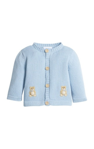 Crochet Cardigan - Blue Teddy Bear