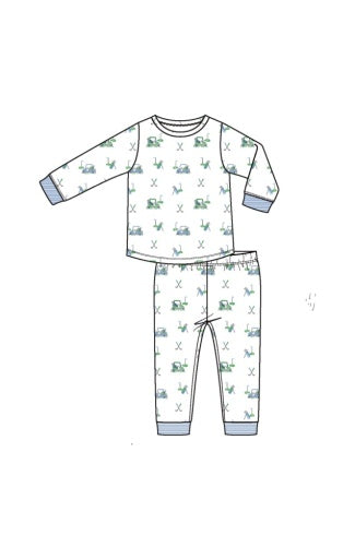 Baby Golf Carts - Blue - L/S Loungewear Set