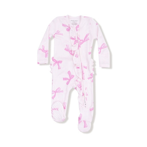 Pretty Bows - 2 Way Ruffle Zipper Footie