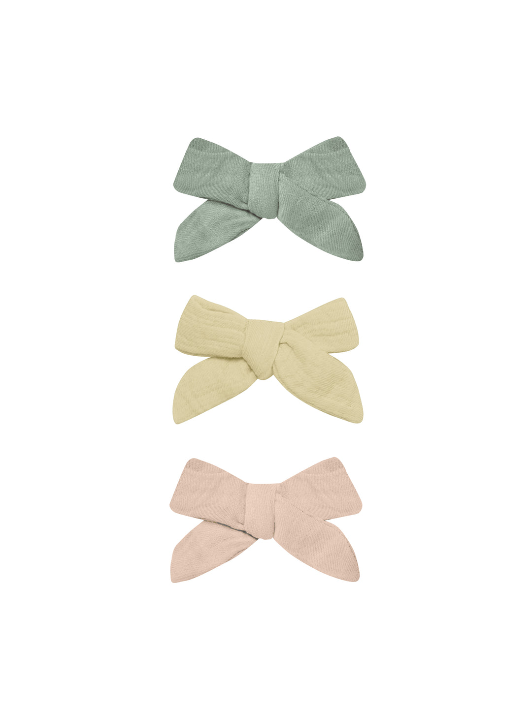Bow W. Clip, Set Of 3- Sage/Yellow/Melon