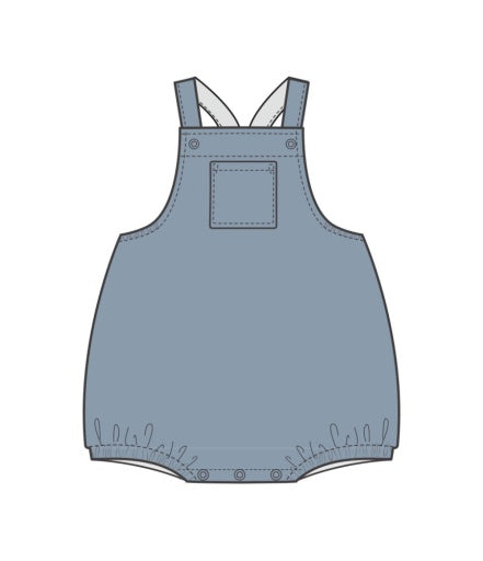 Solid Muslin Dusty Blue Pocket Sunsuit
