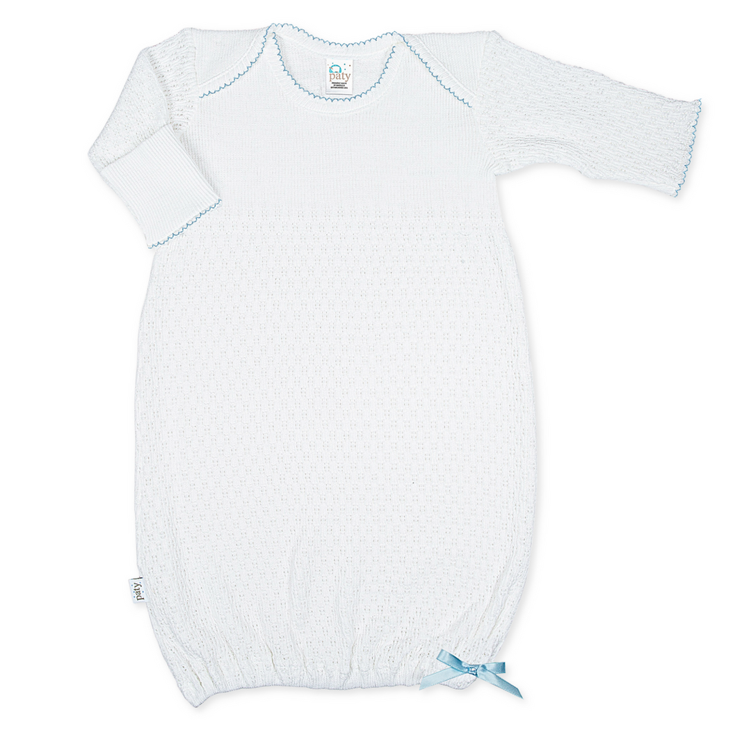 White/Blue Overlap Shoulder Gown - Paty #115