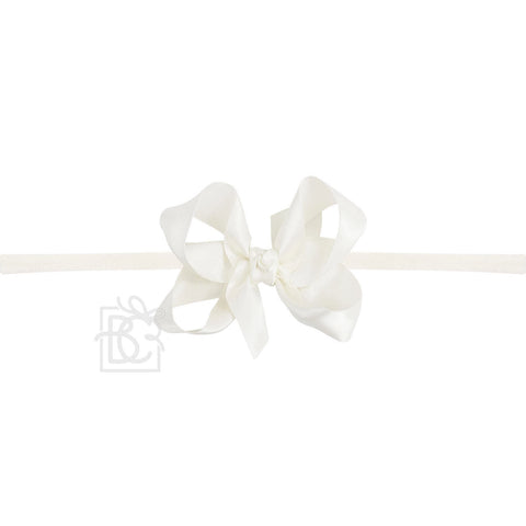 1/4" Headband w/  3.5"  Satin Bow- Antique White