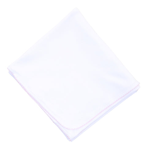 Essentials Blanket White with Pink Trim