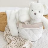 Quilted Muslin Bin Set of 2- White/Oatmeal