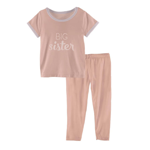 SS Applique Pajama Set- Blush Big Sister