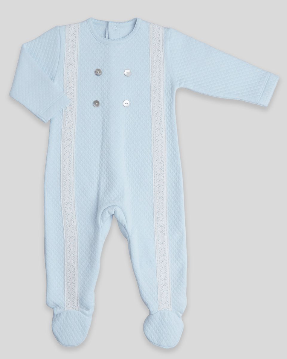 Aria Footie - Quilted Blue