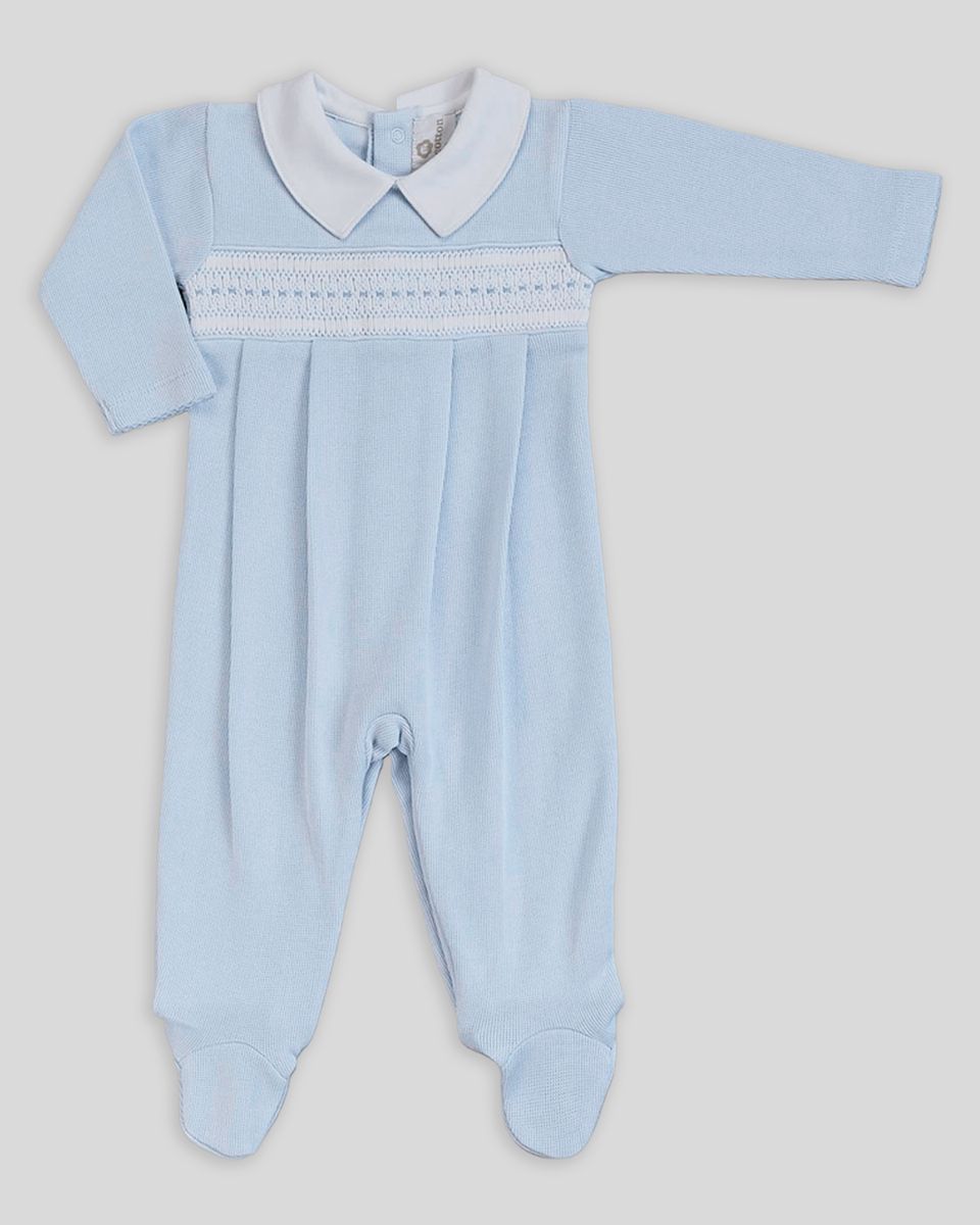 Renzi Hand Smocked Footie -Blue