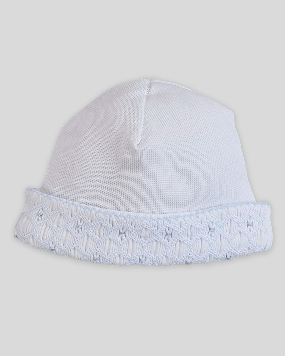 Tarik Hand Smocked Hat -White