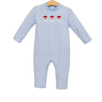 Santa Trio Romper- Blue