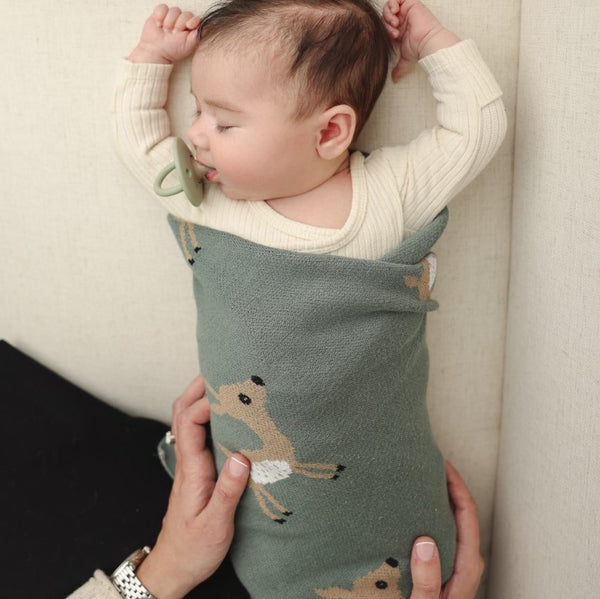 Cotton Receiving Baby Blanket- Deer Sage