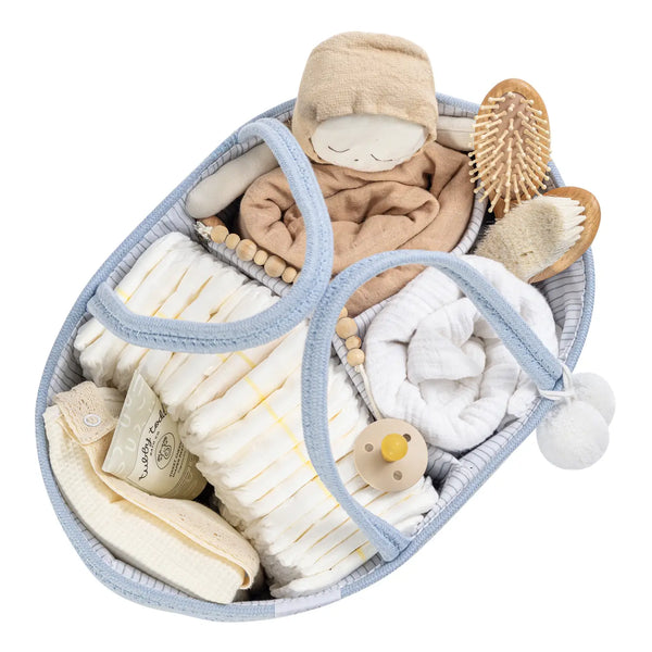 Rope Diaper Caddy- Misty Blue
