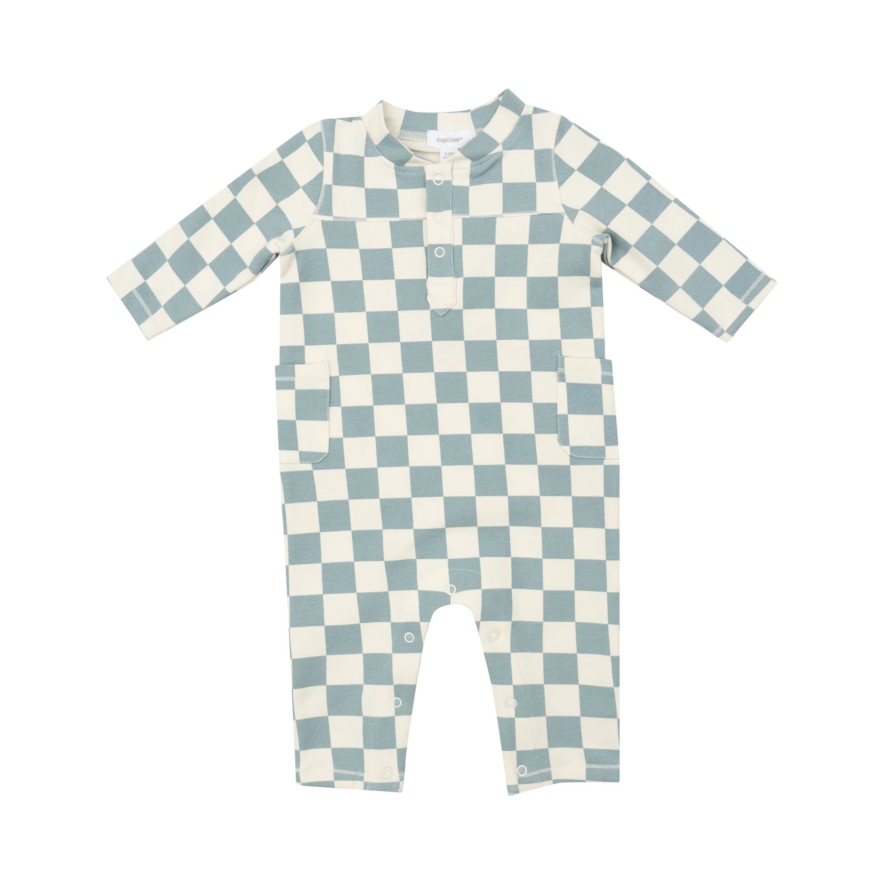 Uni Romper- French Terry Checkerboard Gray Mist