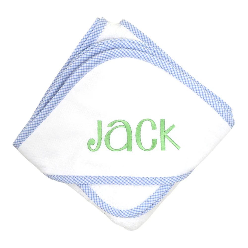 Hooded Towel and Washcloth Set- Blue Check