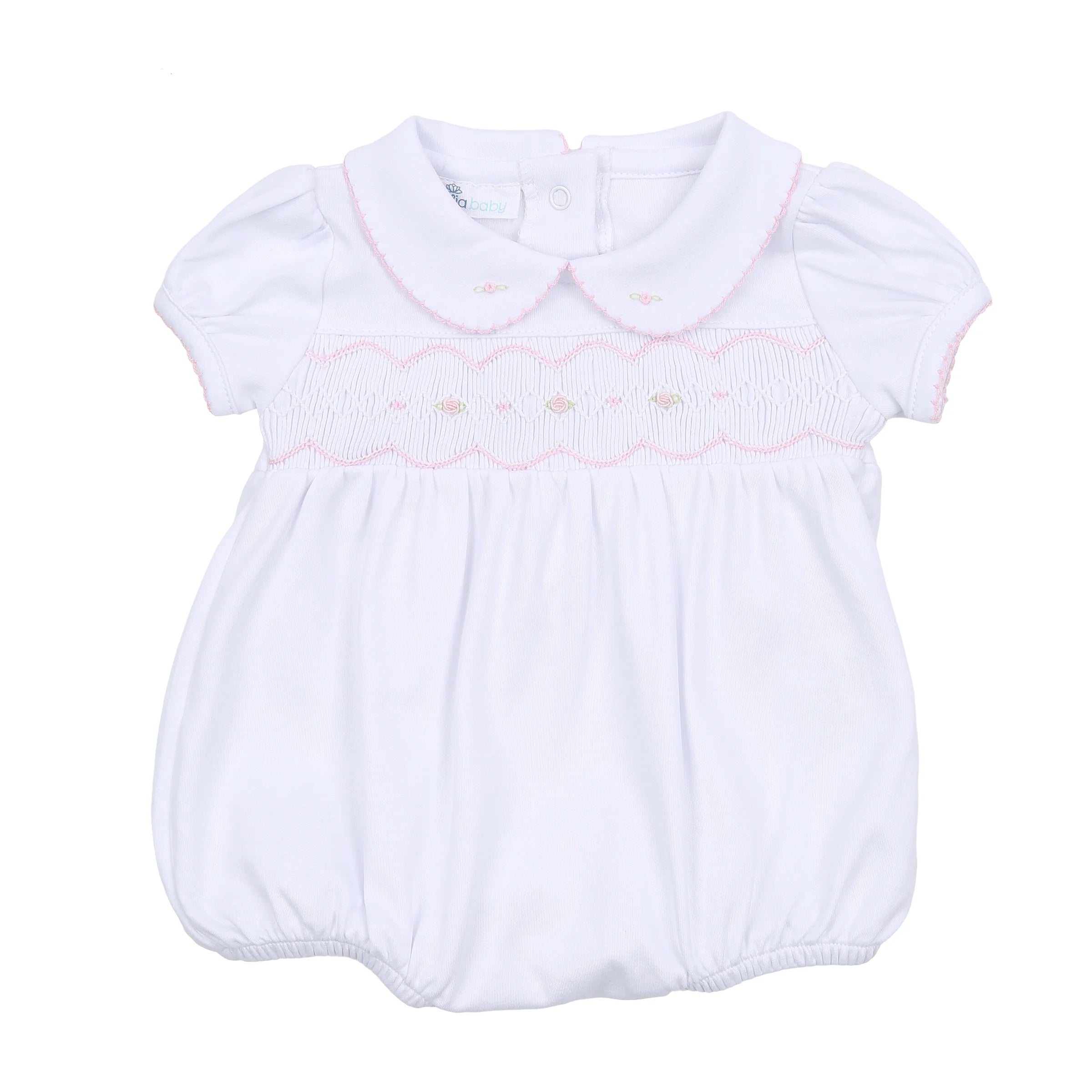 Ava and Archie Smock Collar S/S  Bubble- Pink