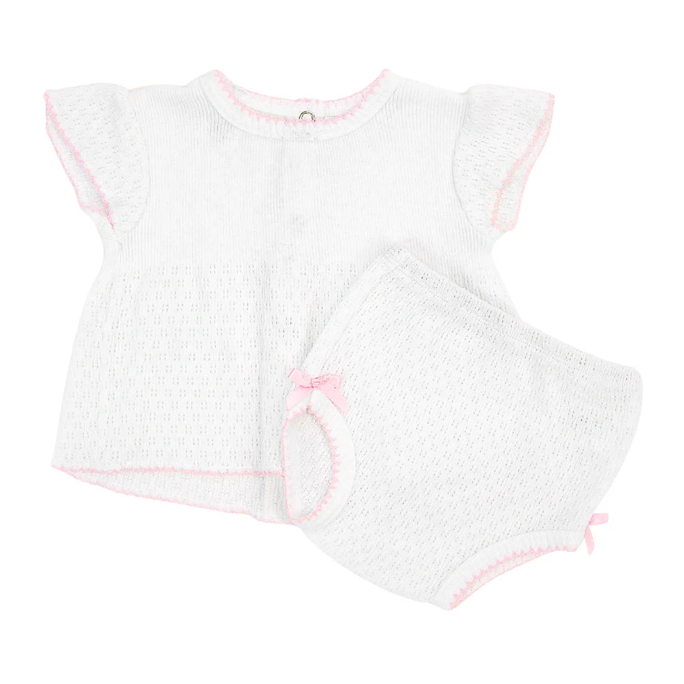 Paty Inc. White Diaper Set with Pink Bow