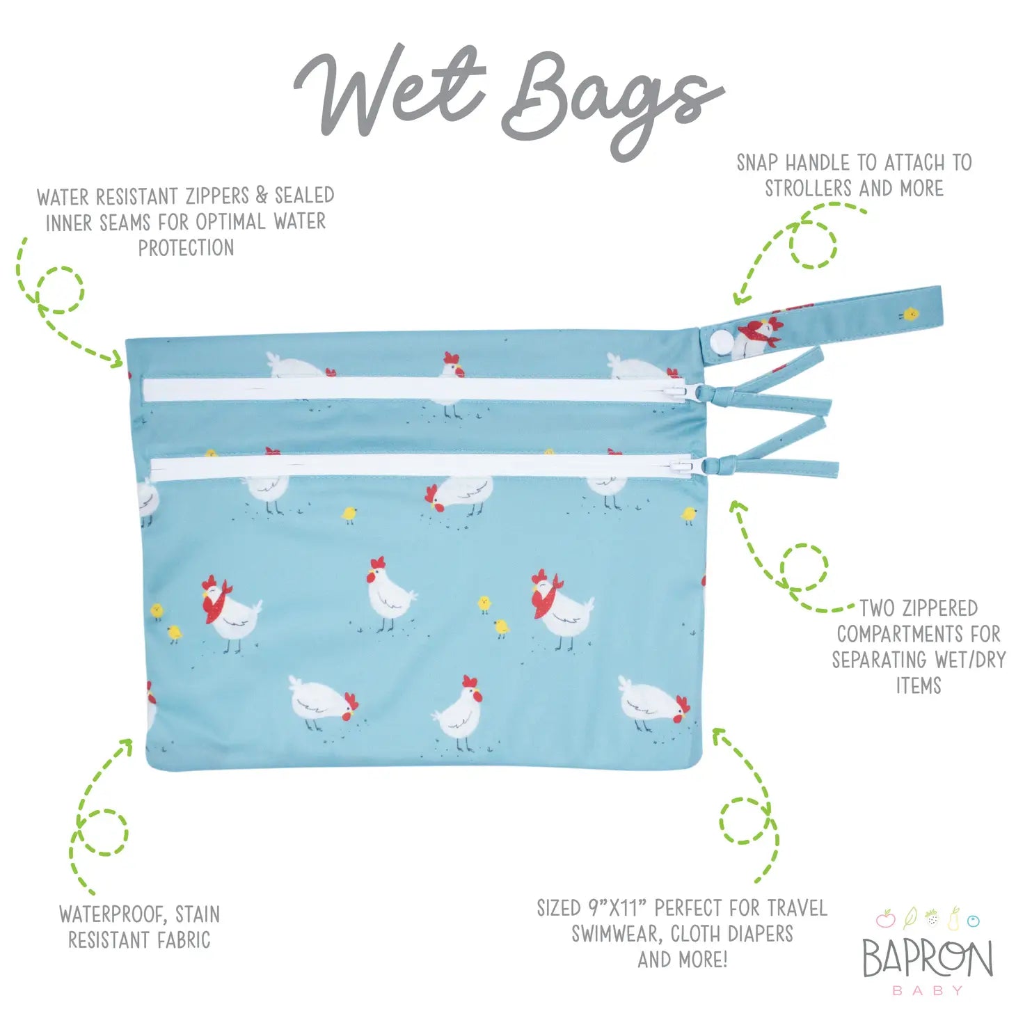 Waterproof Wet Bag- Little Chickies