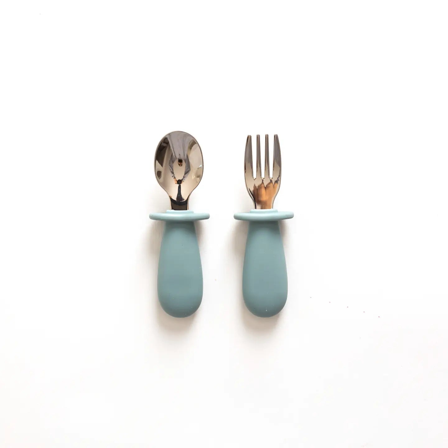 Silicone & Stainless St Cutlery Set- Pale Blue