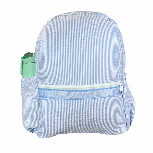 Medium Backpack w/ Pocket- Blue Ging