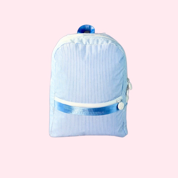 Blue Preppy Stripe Small Backpack - Wipeable