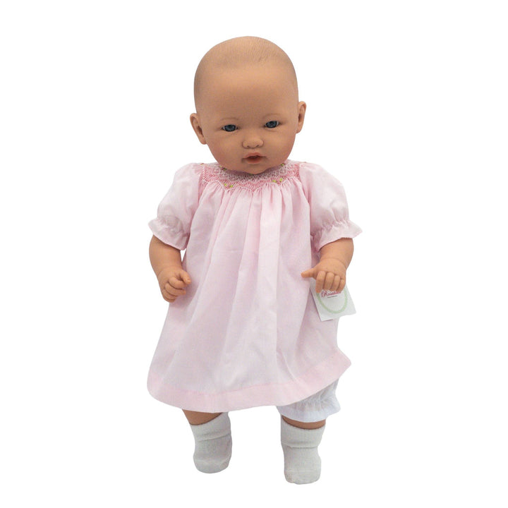Rosalina Doll - Chloe Doll 18''- Bald, Blue Eyes, Bonnet, Pink Dress