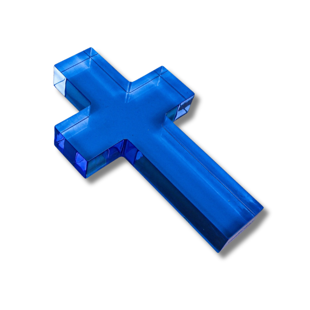 Large Blue Cross Acrylic Weight