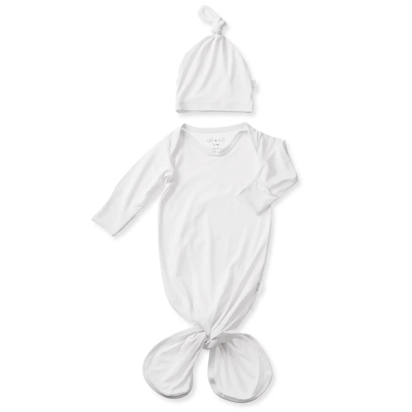 Bamboo Knot Gown & Beanie- White