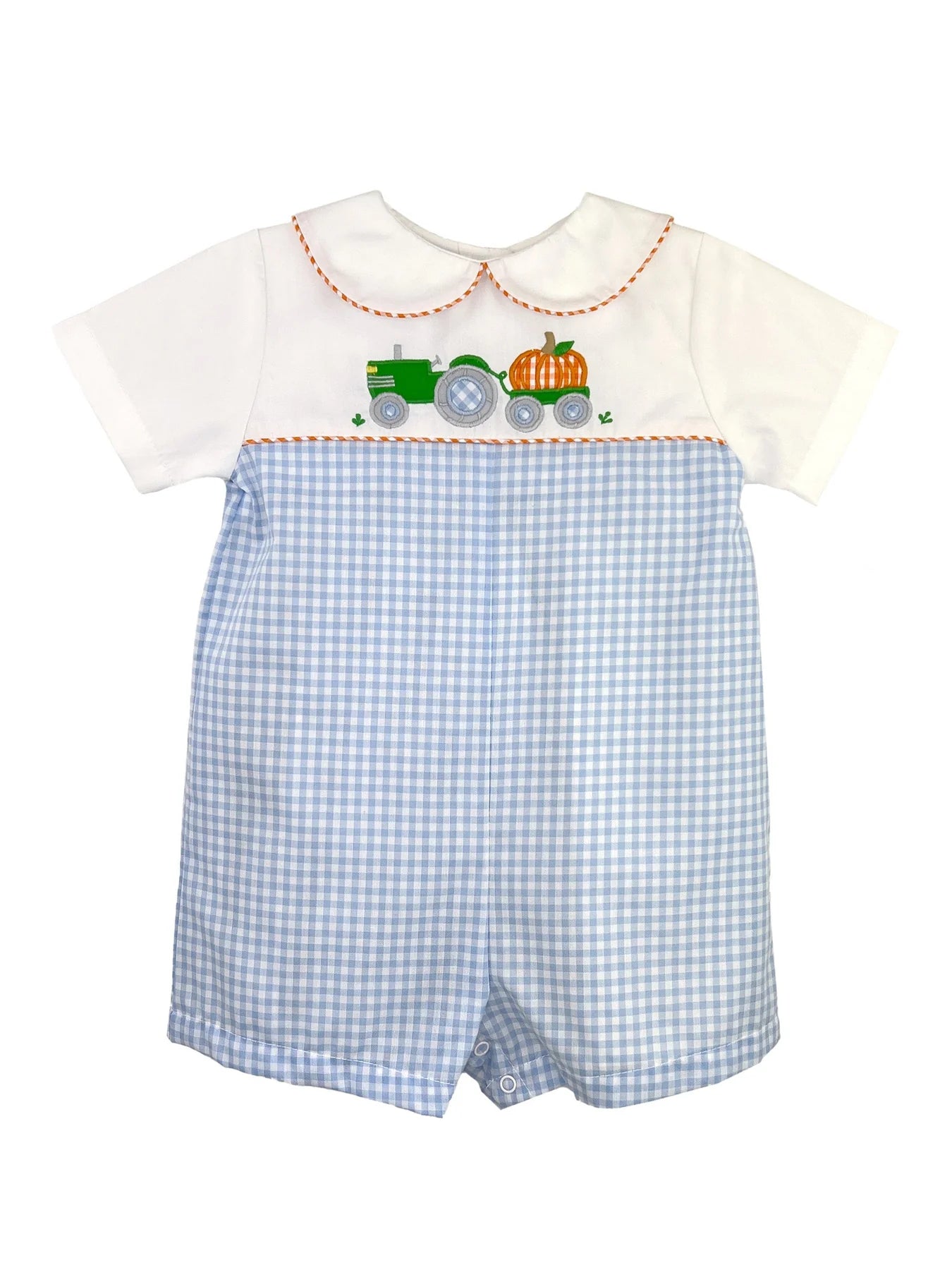 Pumpkin Tractor Applique Shortie Romper